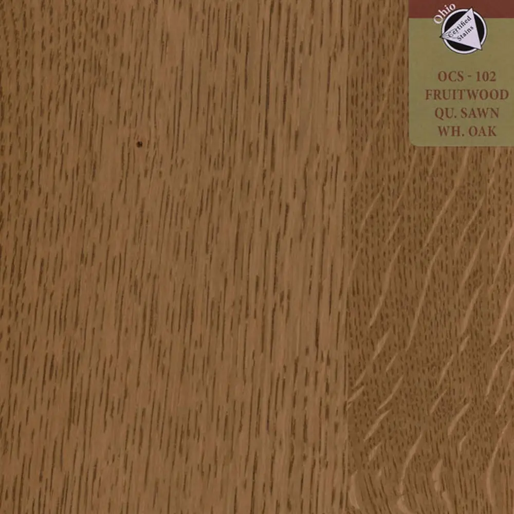 OCS-102 Fruitwood stain on Quartersawn White Oak