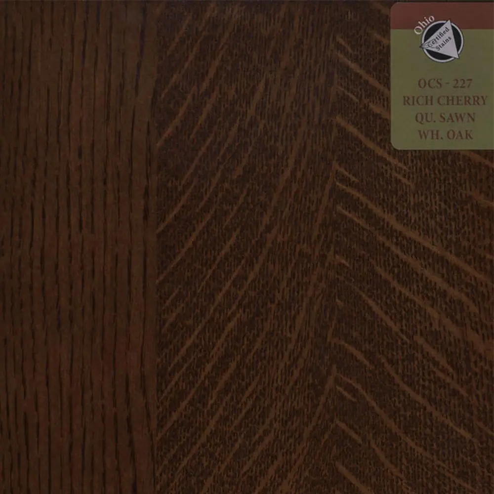 OCS-227 Rich Cherry stain on Quartersawn White Oak